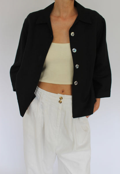 Vintage Cropped & Boxy Linen Light Jacket