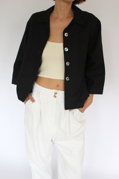 Vintage Cropped & Boxy Linen Light Jacket