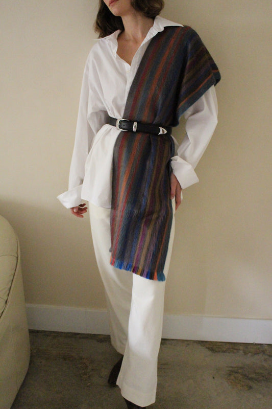 Vintage Striped Alpaca Scarf
