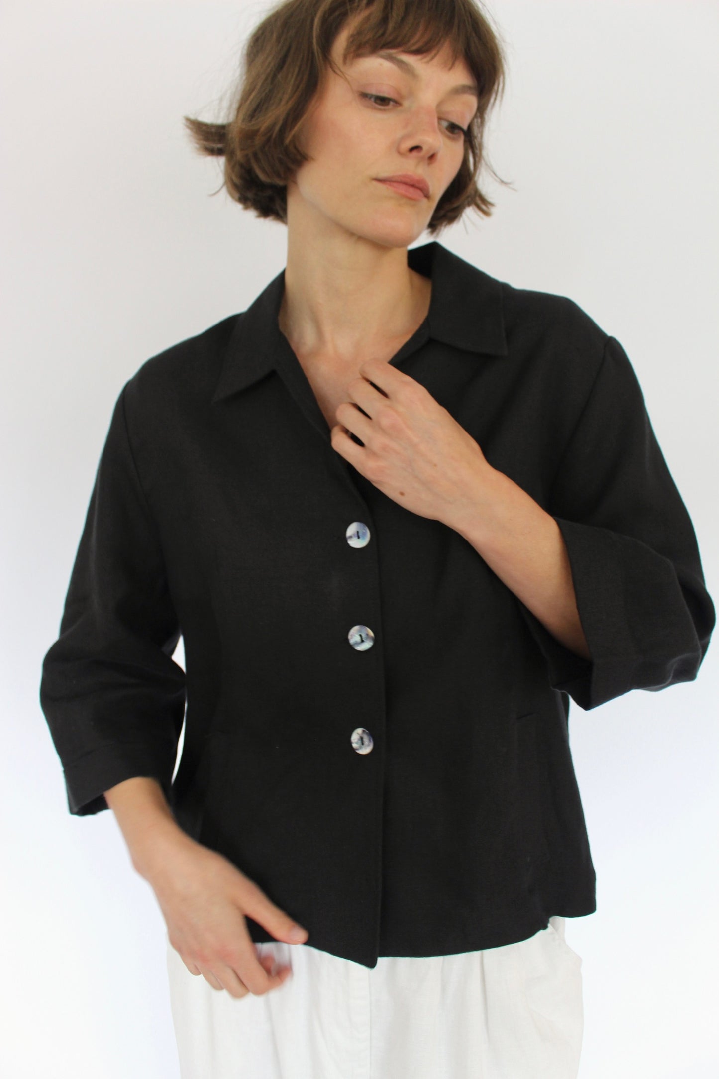 Vintage Cropped & Boxy Linen Light Jacket