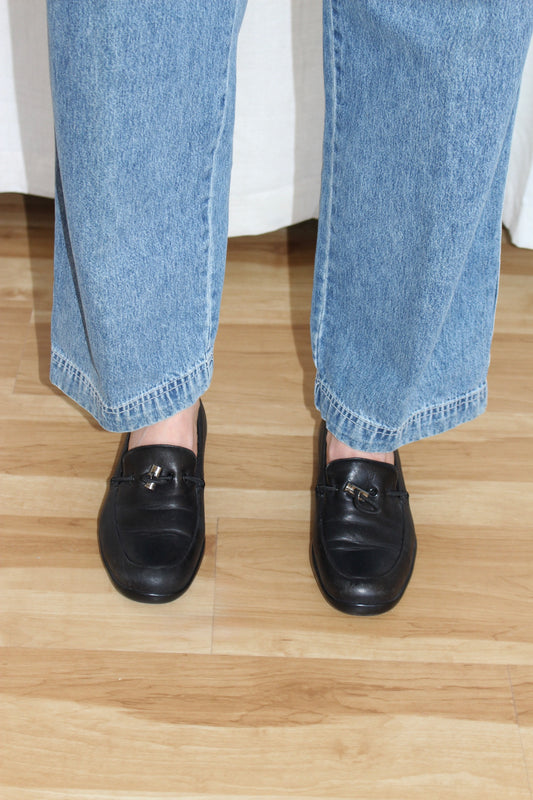 Vintage Prada Leather Toggle Loafers