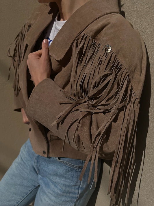 Vintage Amaretto Fringed Suede Jacket