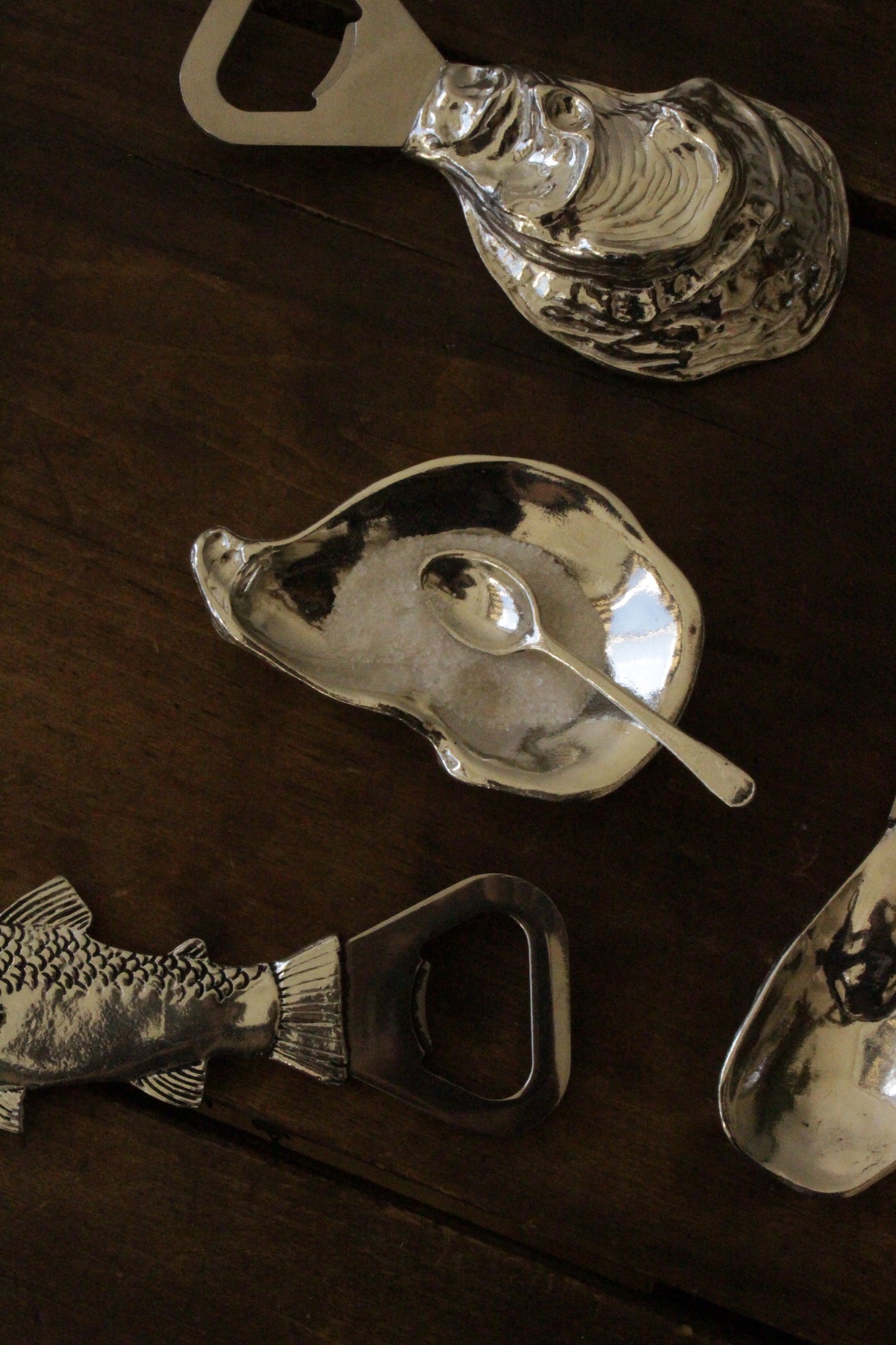 Oyster Shell Salt Cellar with Spoon