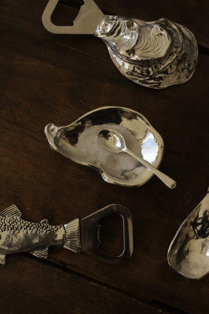 Oyster Shell Salt Cellar with Spoon