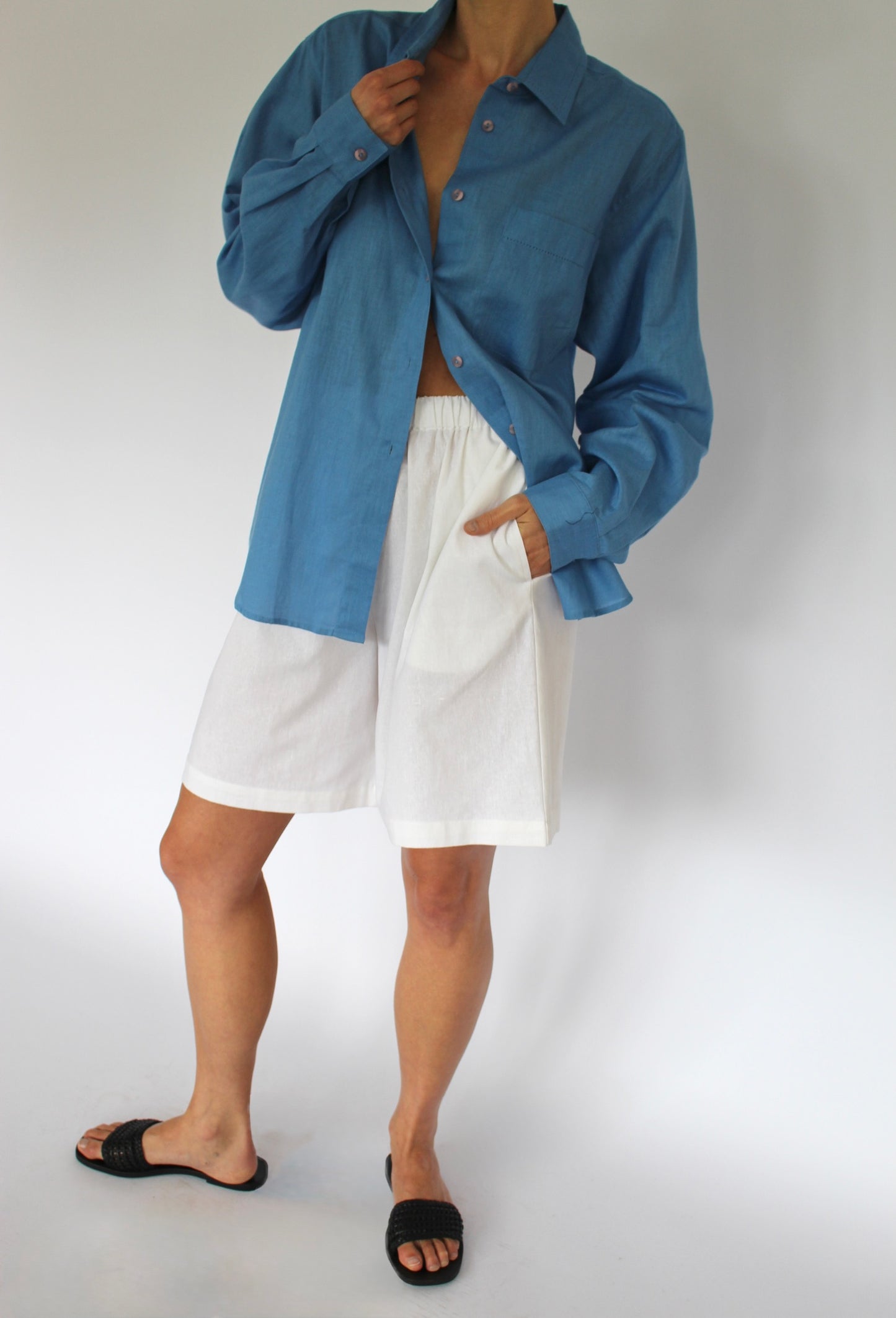 Beautiful Vintage Azure Linen Shirt