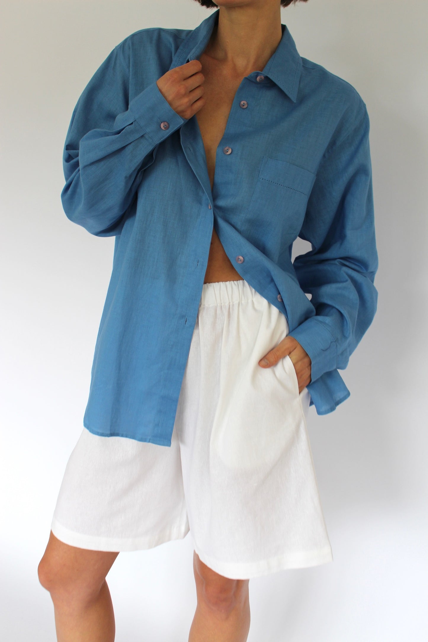 Beautiful Vintage Azure Linen Shirt
