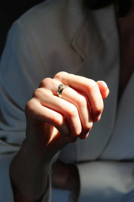 Charming Vintage 10K Gold & Diamond Ring