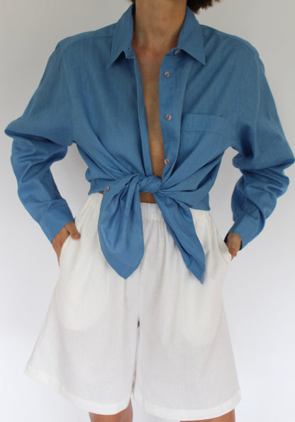 Beautiful Vintage Azure Linen Shirt