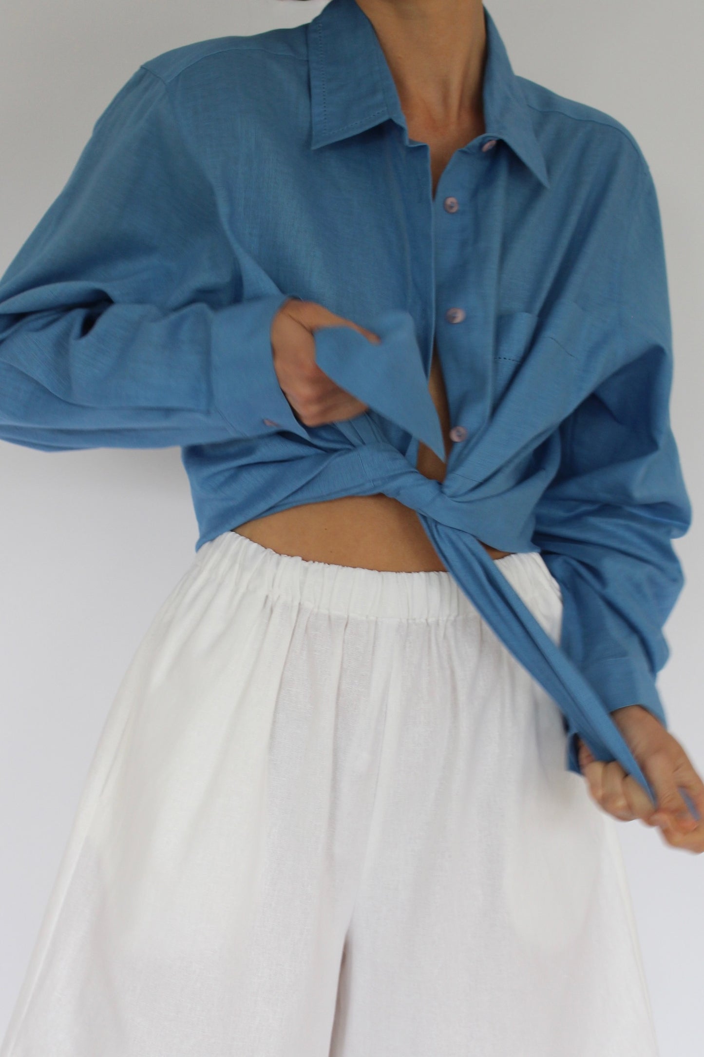 Beautiful Vintage Azure Linen Shirt