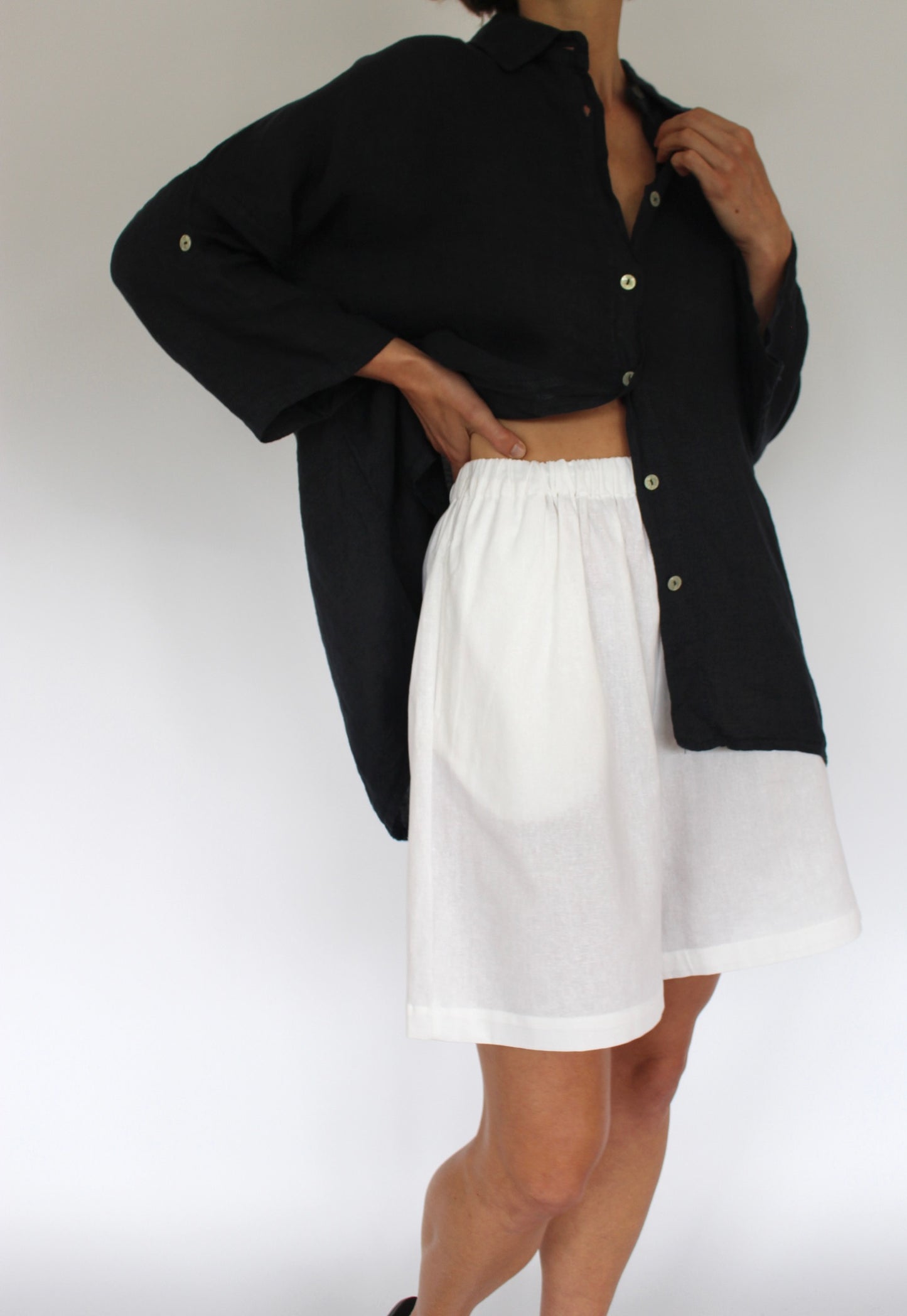 Vintage Ink Black Linen Blouse
