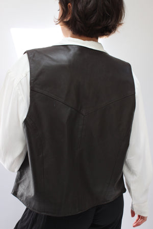 Vintage Espresso Leather Vest