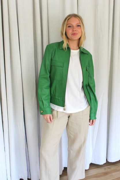 Beautiful Vintage St. John Sport Verdant Leather Jacket