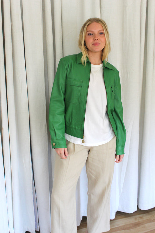 Beautiful Vintage St. John Sport Verdant Leather Jacket