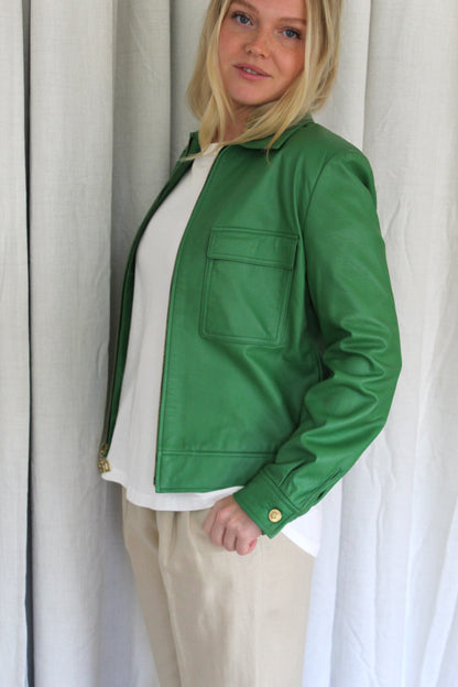 Beautiful Vintage St. John Sport Verdant Leather Jacket