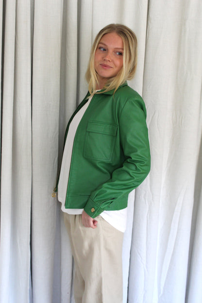 Beautiful Vintage St. John Sport Verdant Leather Jacket