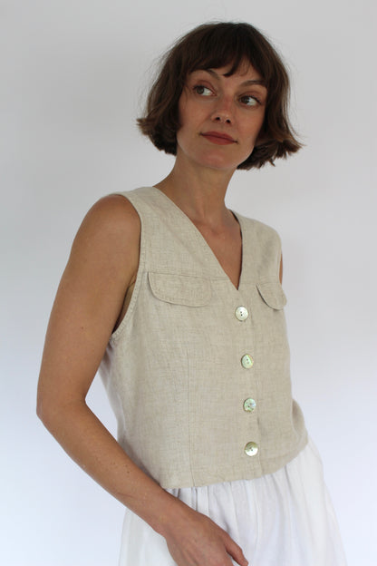 Favorite Vintage Wheat Cropped Vest Tank