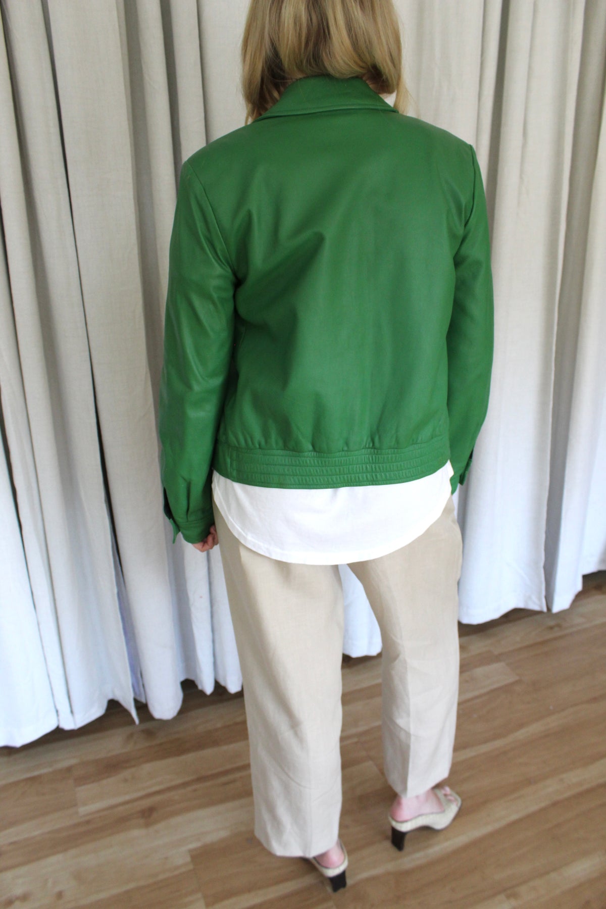 Beautiful Vintage St. John Sport Verdant Leather Jacket