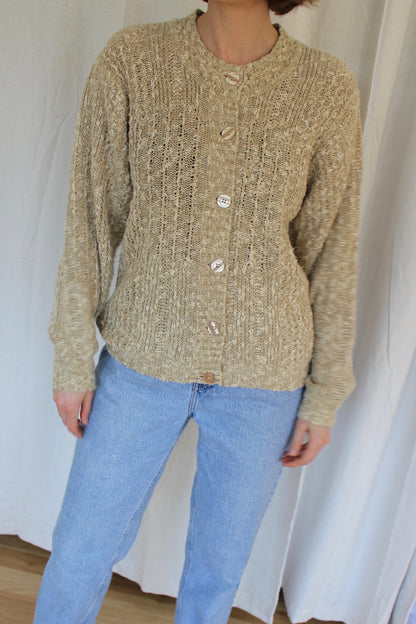 Vintage Sand Knitted Linen Cardigan