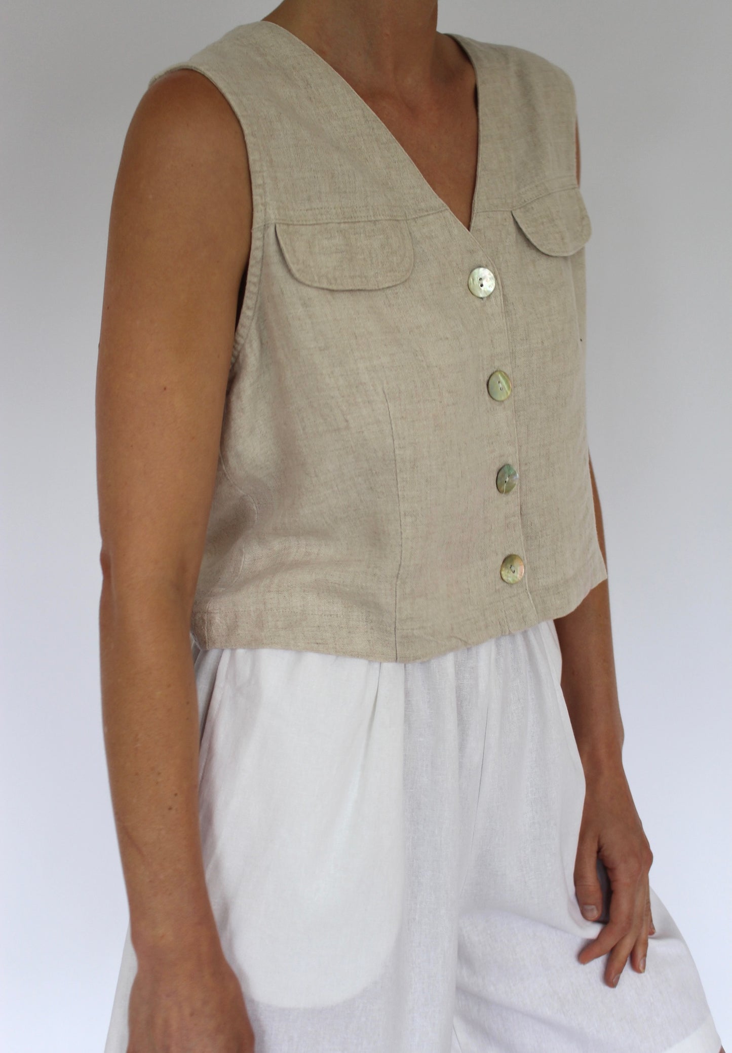 Favorite Vintage Wheat Cropped Vest Tank