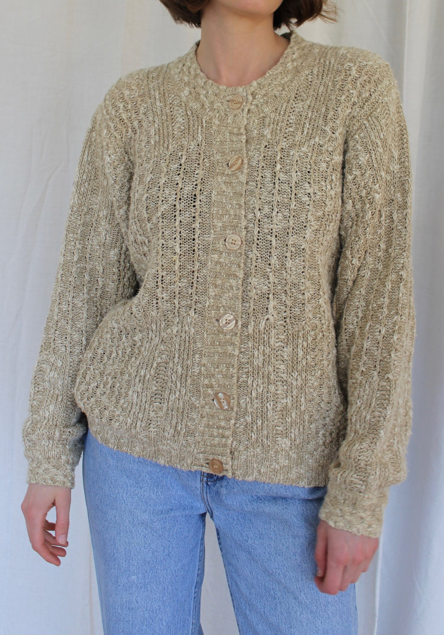 Vintage Sand Knitted Linen Cardigan