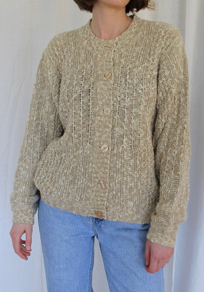 Vintage Sand Knitted Linen Cardigan