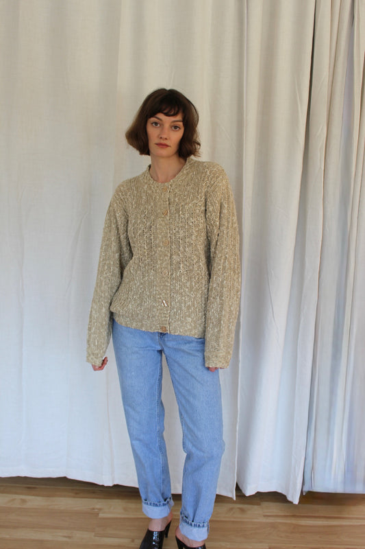 Vintage Sand Knitted Linen Cardigan