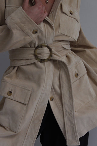Incredible Vintage Sand Suede Belted Jacket