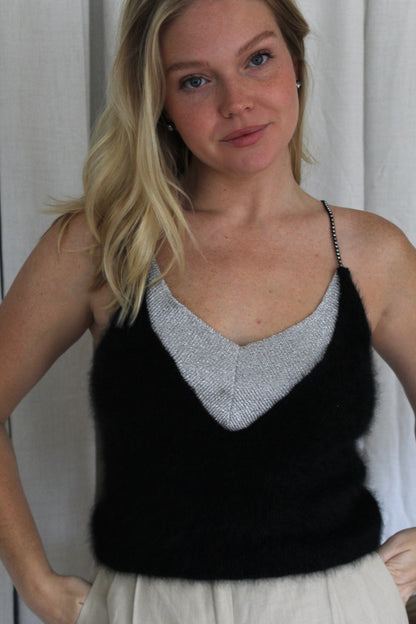 Incredible Vintage Angora Knit & Embellished Strap Camisole