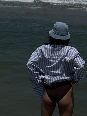 Na Nin Arlo Linen Cotton Button Up / Available in Sea Stripe