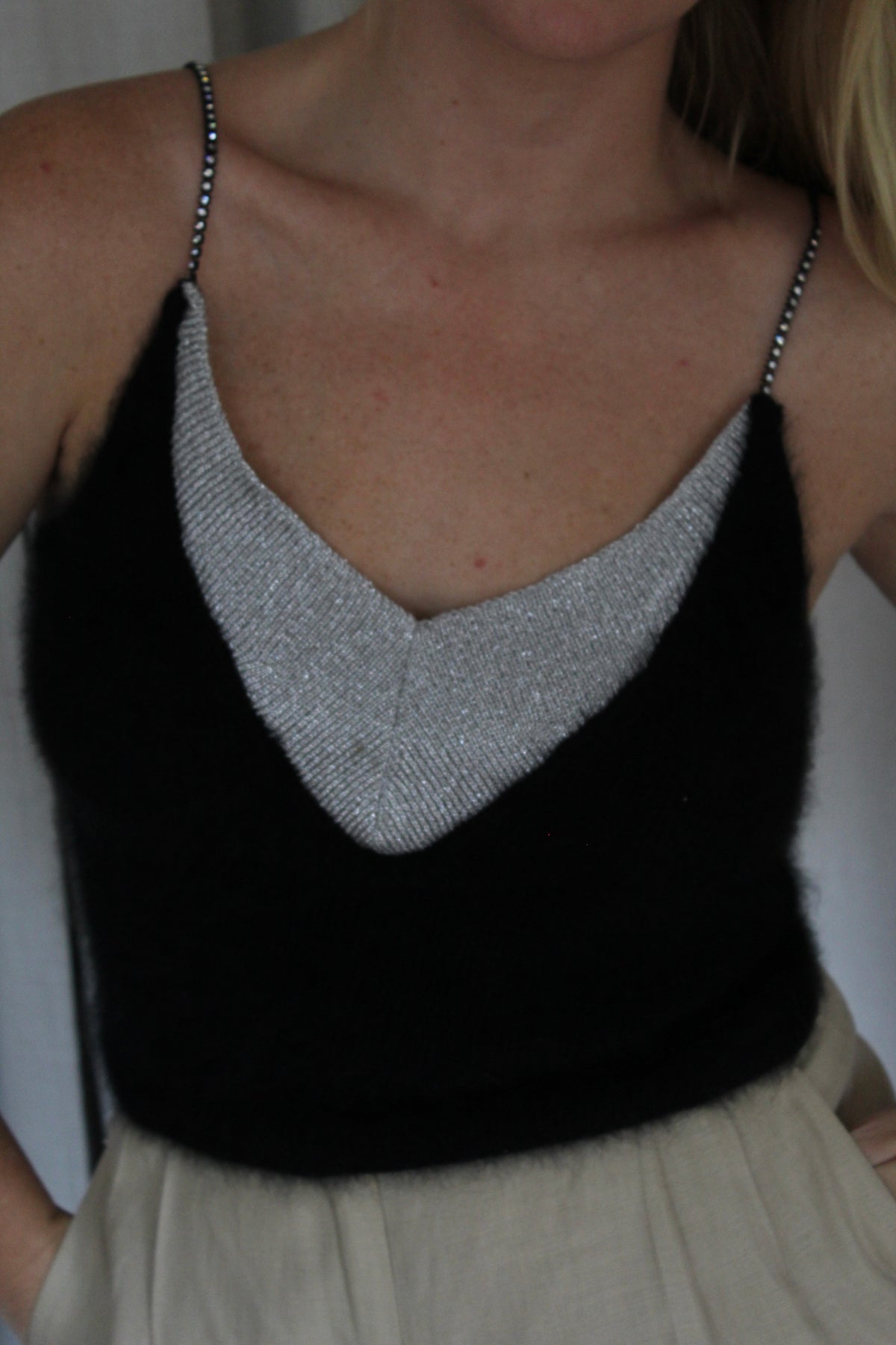 Incredible Vintage Angora Knit & Embellished Strap Camisole