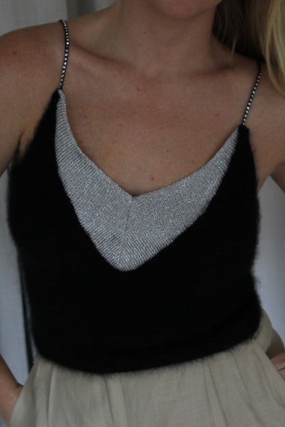 Incredible Vintage Angora Knit & Embellished Strap Camisole