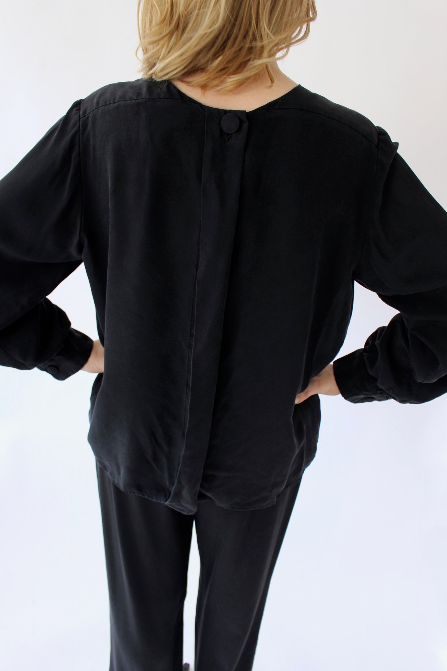 Vintage Saint Laurent Onyx Silk Blouse