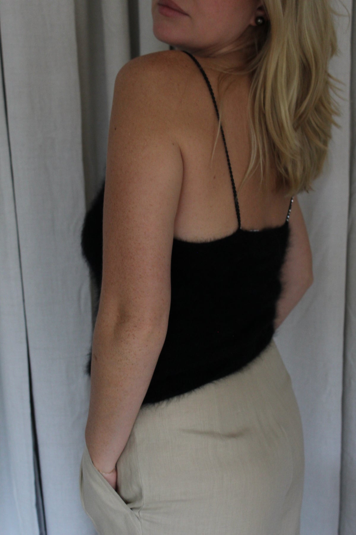 Incredible Vintage Angora Knit & Embellished Strap Camisole