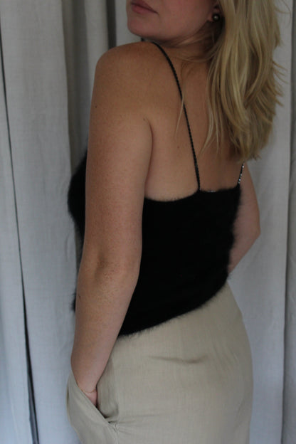 Incredible Vintage Angora Knit & Embellished Strap Camisole
