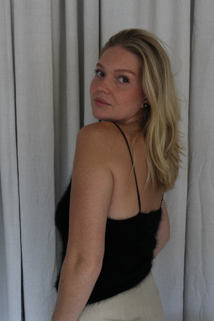 Incredible Vintage Angora Knit & Embellished Strap Camisole