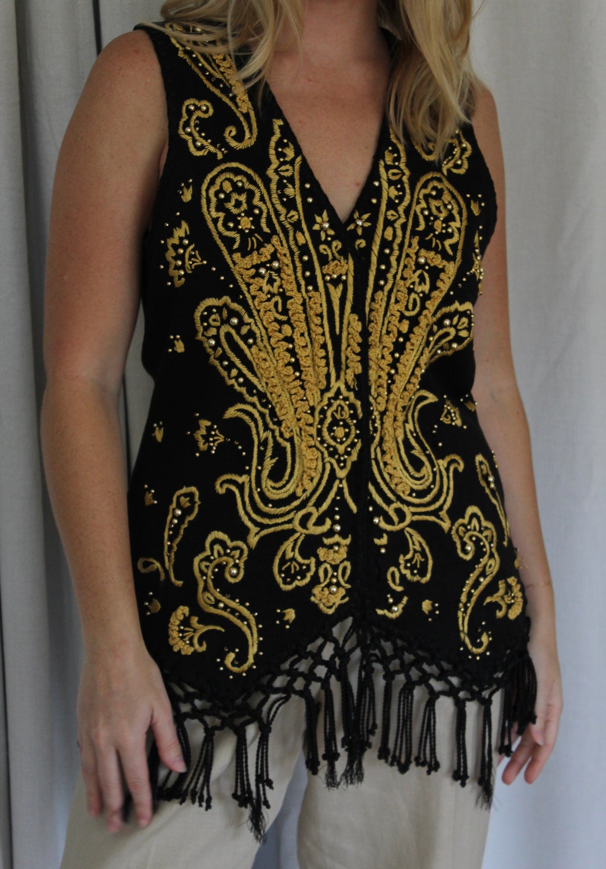 Favorite Vintage Beaded Fringe Knit Vest