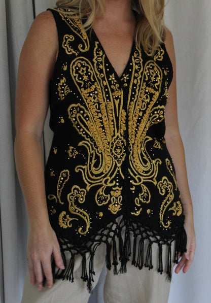 Favorite Vintage Beaded Fringe Knit Vest