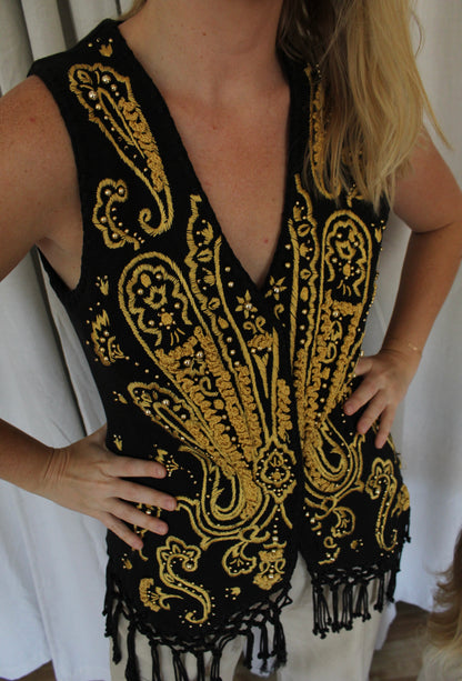 Favorite Vintage Beaded Fringe Knit Vest