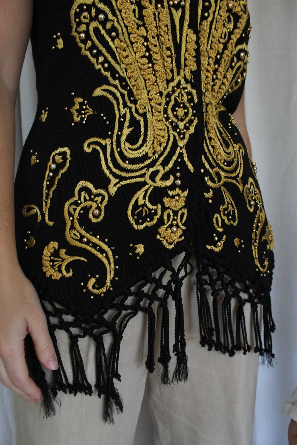 Favorite Vintage Beaded Fringe Knit Vest