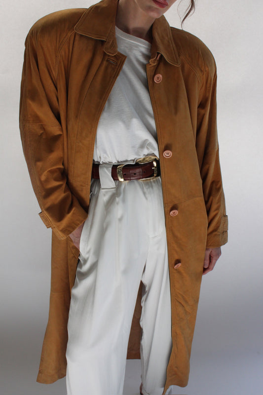 Amazing 90s Camel Suede Long Coat