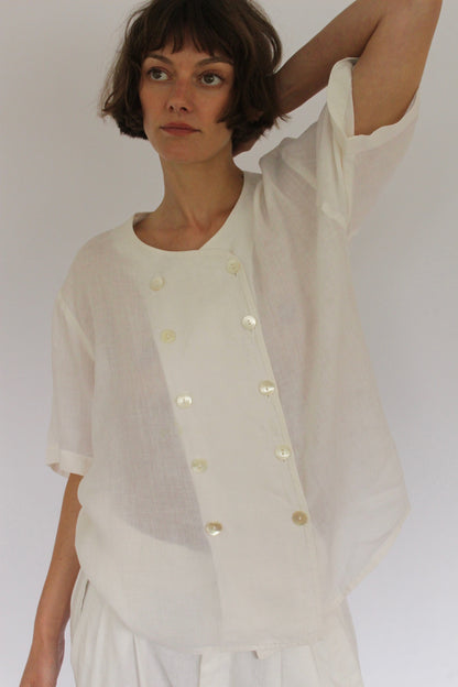 Lightweight Vintage Jaeger Double Breasted Linen Blouse