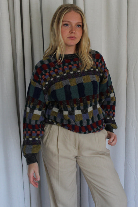 Incredible Vintage Patterned Italian Knit Sweater