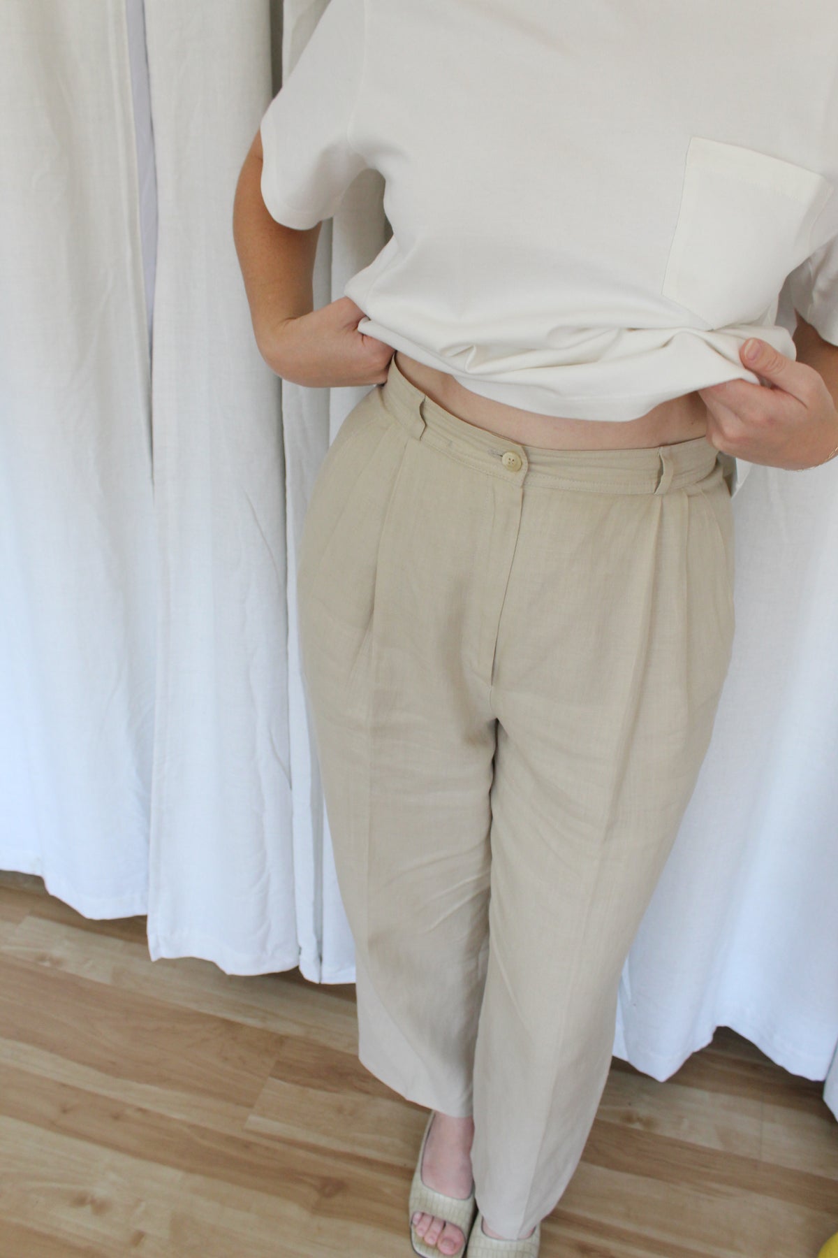 Vintage Valentino Pleated Linen Trousers