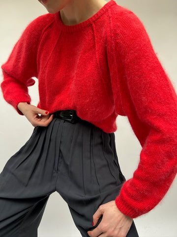 Vintage Tomato Silk Angora Dolman Sleeve Sweater