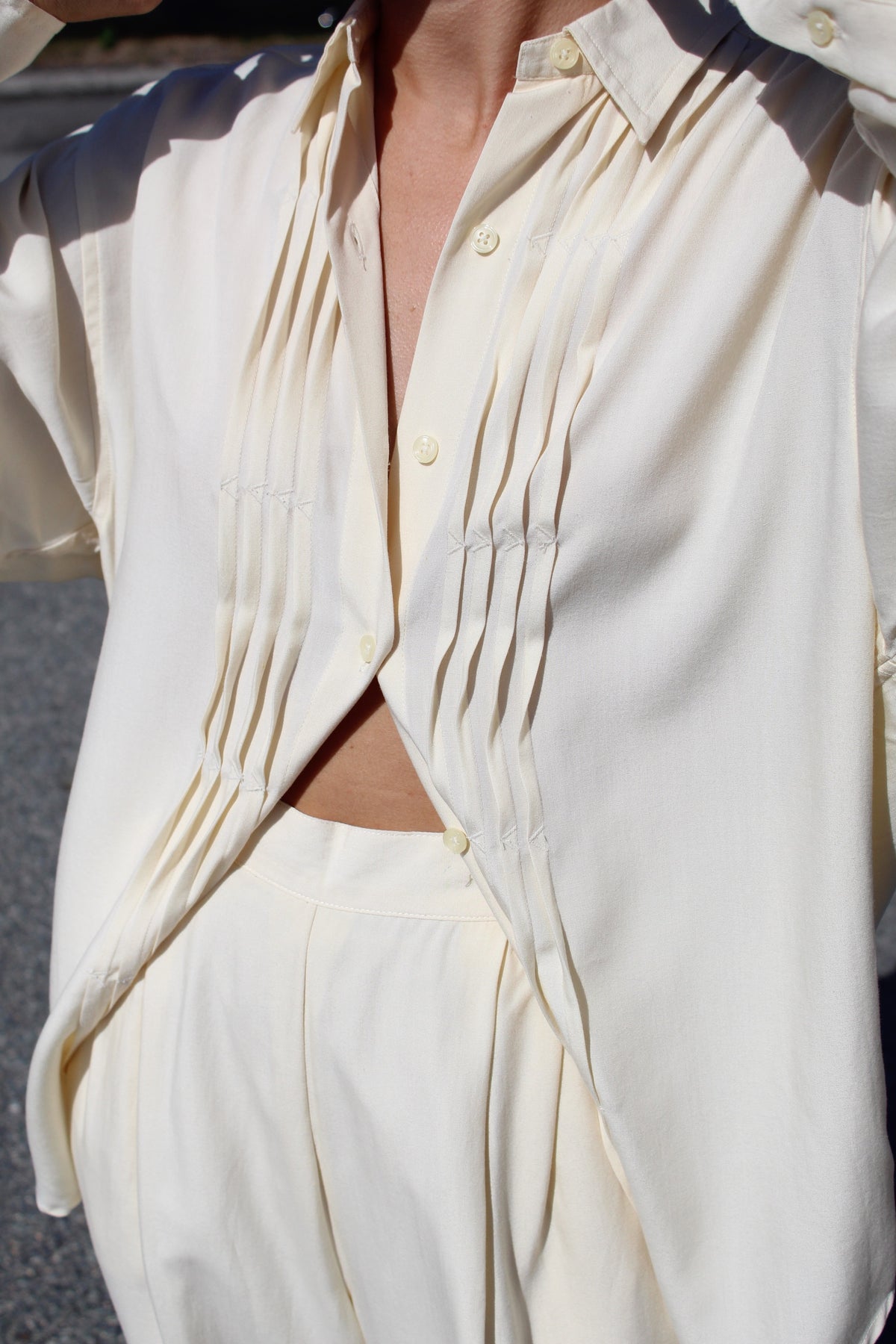 Vintage Calvin Klein Cream Pleated Pant Set