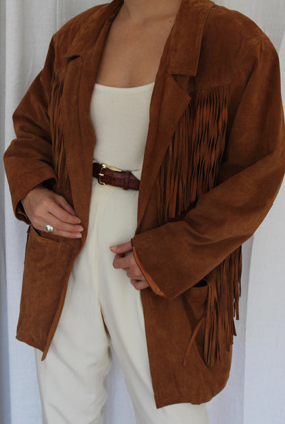 Incredible Vintage Rust Suede Fringe Jacket