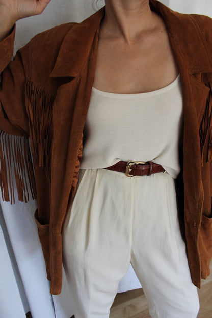 Incredible Vintage Rust Suede Fringe Jacket