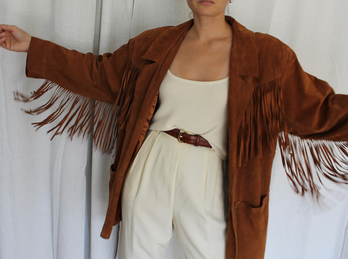 Incredible Vintage Rust Suede Fringe Jacket