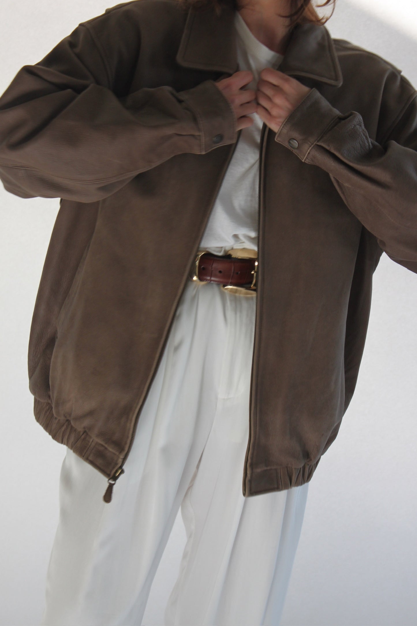 90s Faded Walnut Leather Jacket