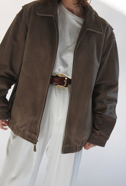 90s Faded Walnut Leather Jacket